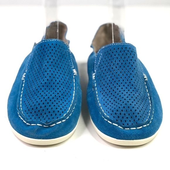OluKai Nohea Perforated royal blue suede slip on loafers convertible heel size 7 - Picture 5 of 9